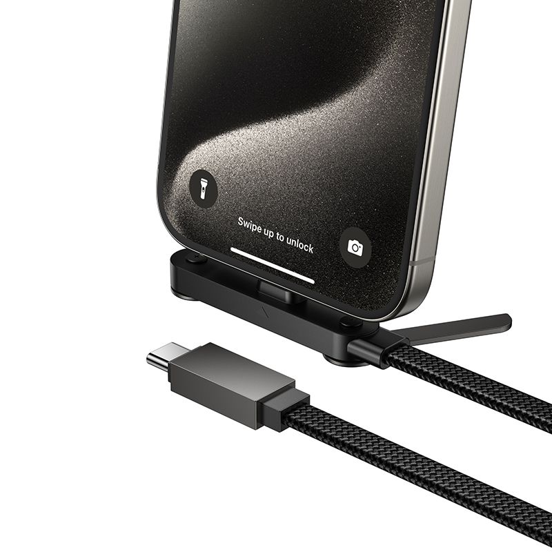hoco. U150 Stand Cable Exquisite bracket 60W charging data cable C to C - Black - Image 2