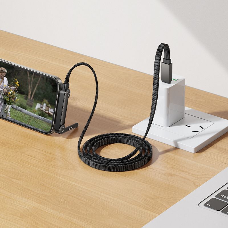 hoco. U150 Stand Cable Exquisite bracket 60W charging data cable C to C - Black - Image 8
